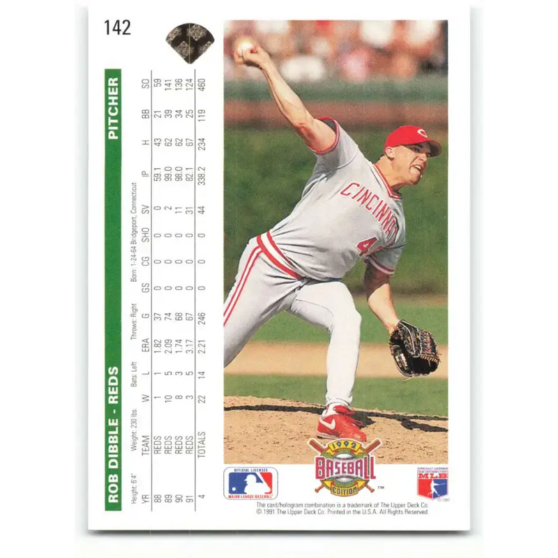 1992 Upper Deck #142 Rob Dibble NM-MT Cincinnati Reds Baseball Card - Baseball Card Single