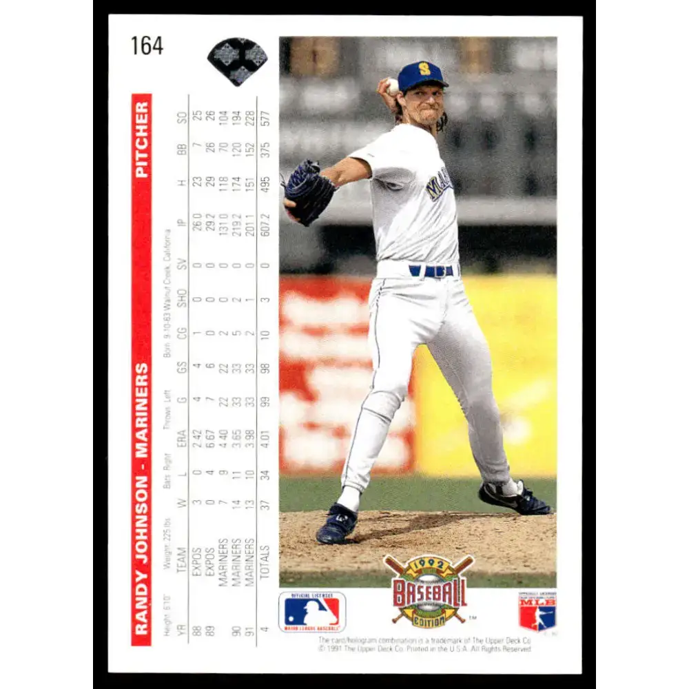 1992 Upper Deck #164 Randy Johnson NM-MT Seattle Mariners Baseball Card - Baseball Card Single