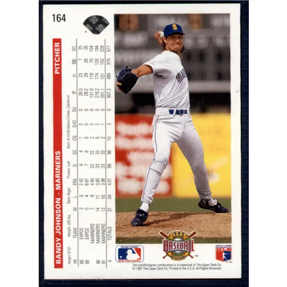 1992 Upper Deck #164 Randy Johnson NM-MT Seattle Mariners Baseball Card - Baseball Card Single