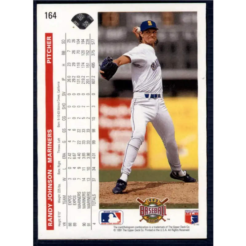 1992 Upper Deck #164 Randy Johnson NM-MT Seattle Mariners Baseball Card - Baseball Card Single