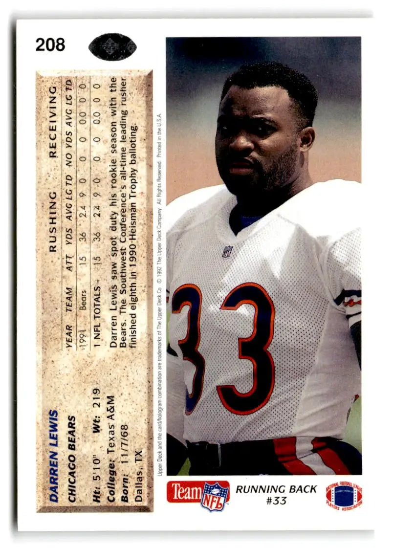 1992 Upper Deck #208 Darren Lewis - Football Card Single