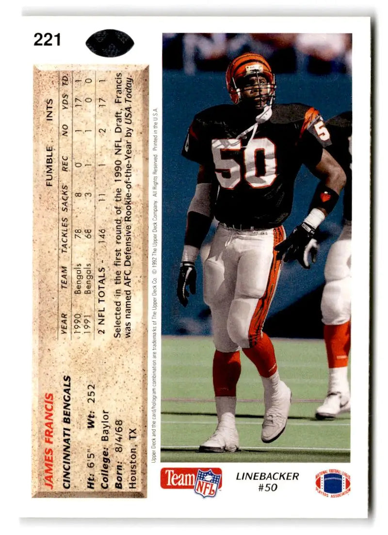1992 Upper Deck #221 James Francis - Football Card Single