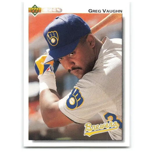 1992 Upper Deck #232 Greg Vaughn NM-MT Milwaukee Brewers Baseball Card - Baseball Card Single