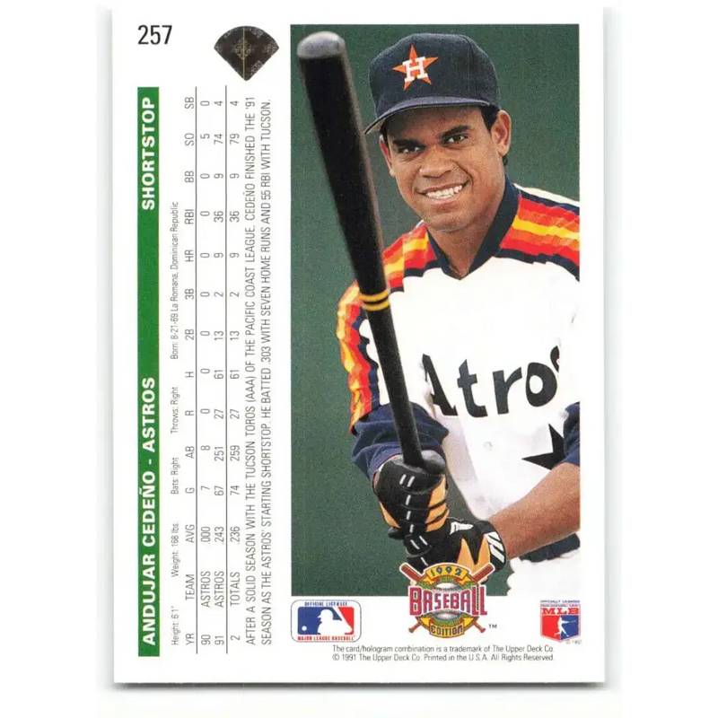 1992 Upper Deck #257 Andujar Cedeno NM-MT Houston Astros Baseball Card - Baseball Card Single