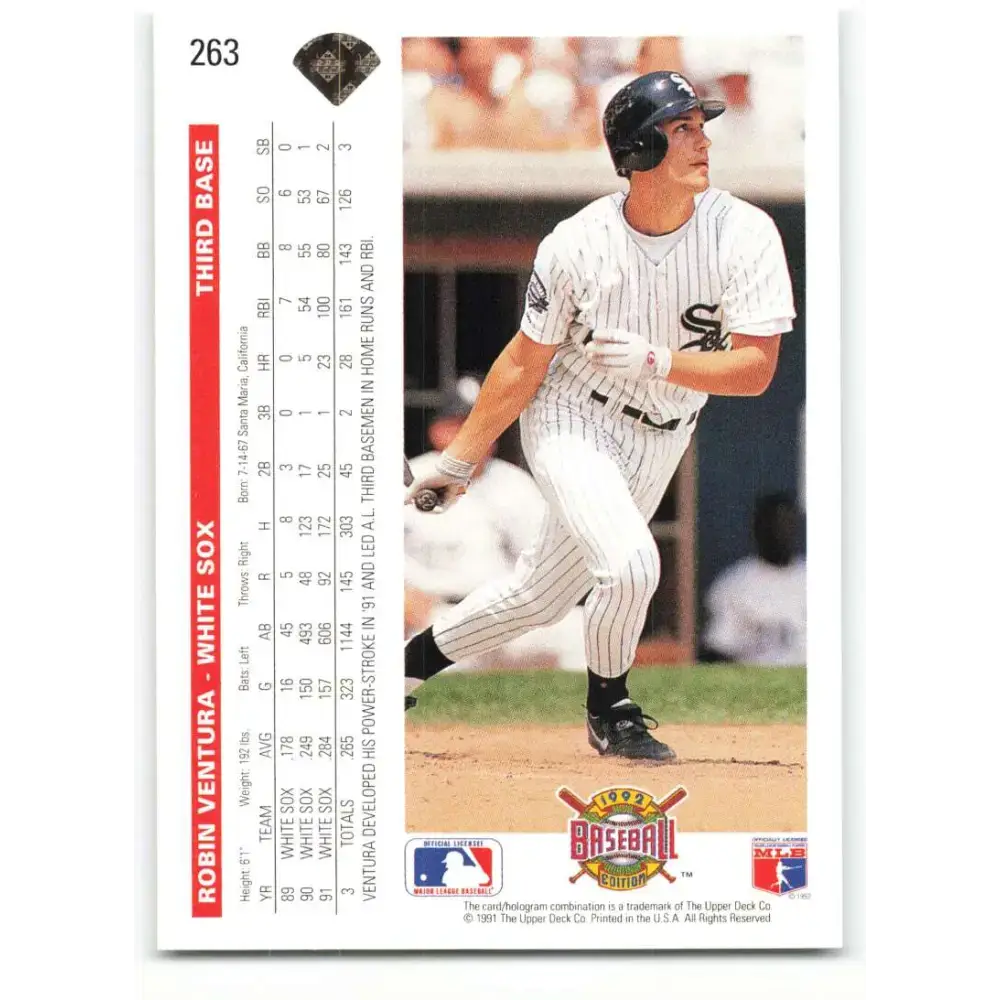 1992 Upper Deck #263 Robin Ventura NM-MT Chicago White Sox Baseball Card - Baseball Card Single