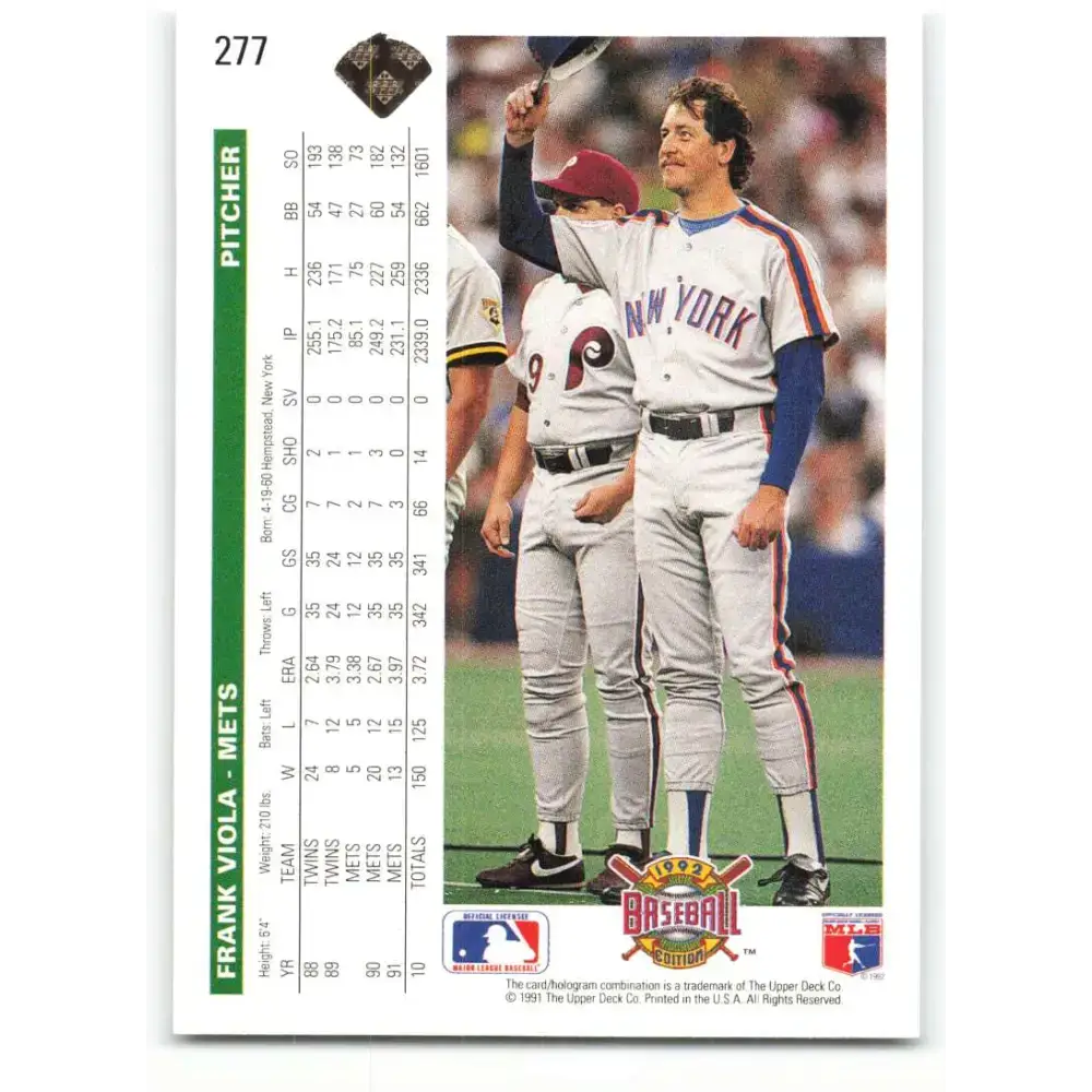 1992 Upper Deck #277 Frank Viola NM-MT New York Mets Baseball Card - Baseball Card Single