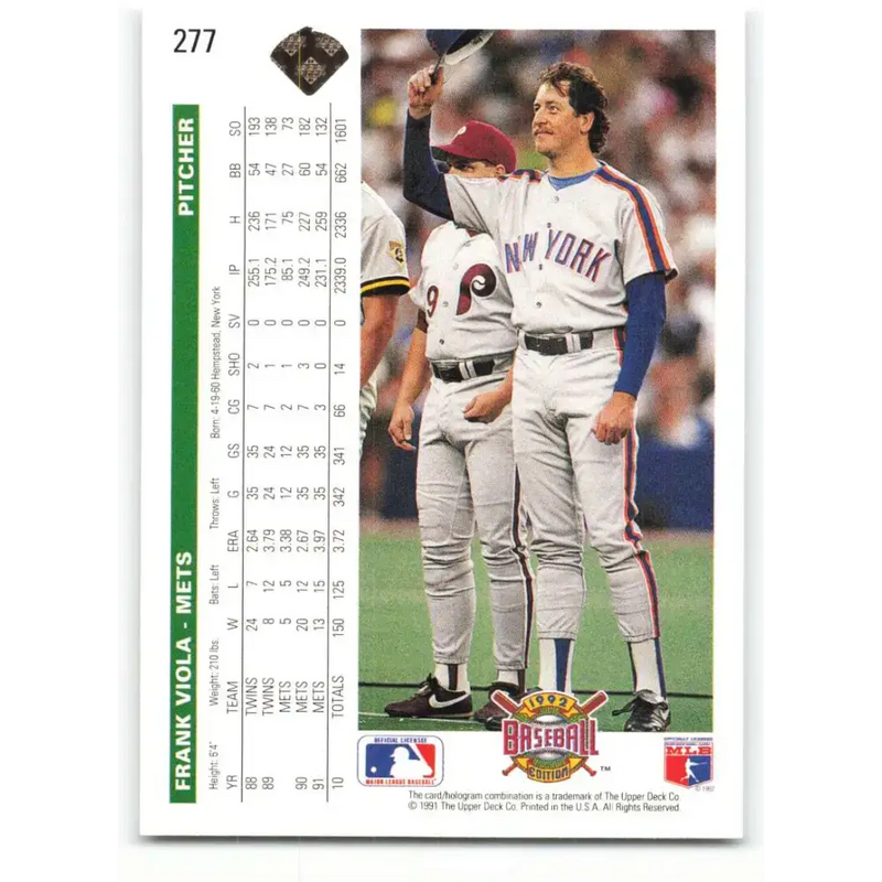 1992 Upper Deck #277 Frank Viola NM-MT New York Mets Baseball Card - Baseball Card Single