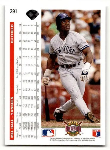 Original gloss 1992 Upper Deck Mel Hall New York Yankees baseball card