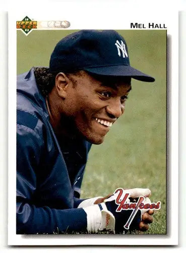 Original gloss Upper Deck Mel Hall baseball card from 1992 NY Yankees collection