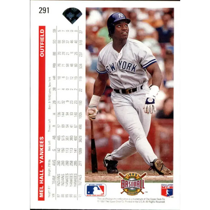 1992 Upper Deck #291 Mel Hall NM-MT New York Yankees Baseball Card