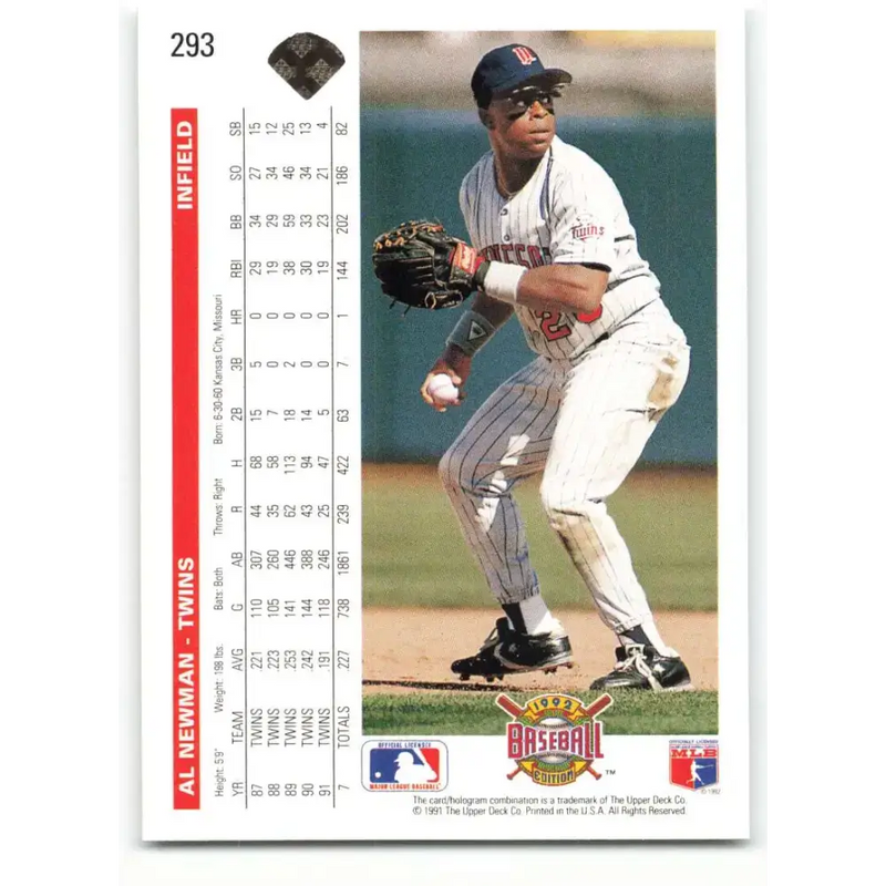 1992 Upper Deck #293 Al Newman NM-MT Minnesota Twins Baseball Card - Baseball Card Single