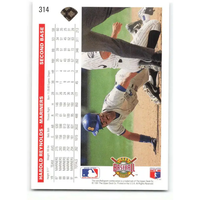 1992 Upper Deck #314 Harold Reynolds NM-MT Seattle Mariners Baseball Card - Baseball Card Single