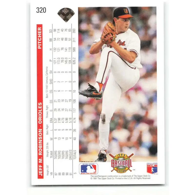 1992 Upper Deck #320 Jeff Robinson NM-MT Baltimore Orioles Baseball Card - Baseball Card Single