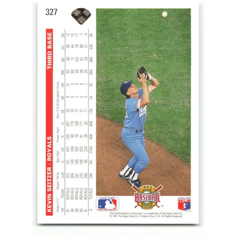 1992 Upper Deck #327 Kevin Seitzer NM-MT Kansas City Royals Baseball Card - Baseball Card Single