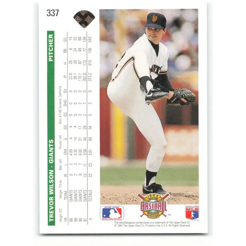 1992 Upper Deck #337 Trevor Wilson NM-MT San Francisco Giants Baseball Card - Baseball Card Single