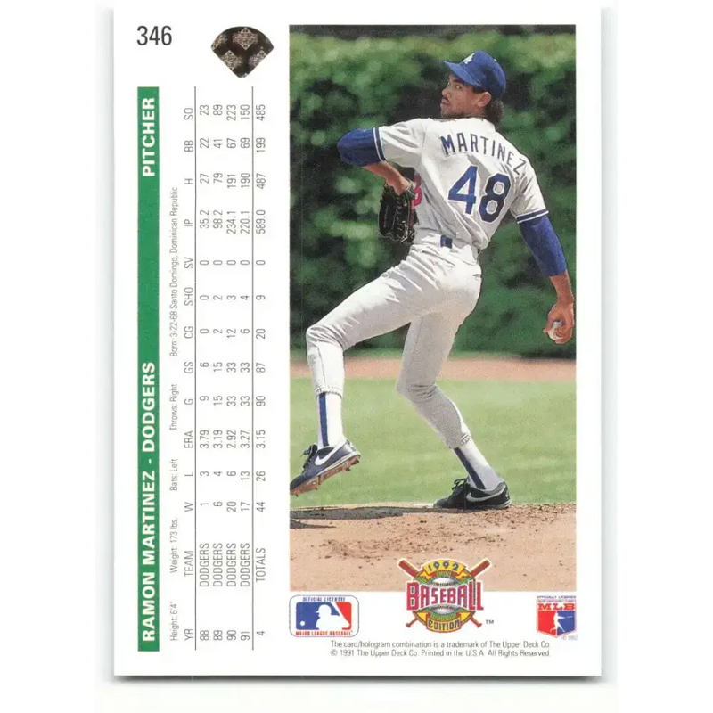 1992 Upper Deck #346 Ramon Martinez NM-MT Los Angeles Dodgers Baseball Card - Baseball Card Single