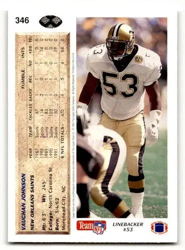 1992 Upper Deck #346 Vaughan Johnson New Orleans Saints Football Car ID:61233 - Football Card Single