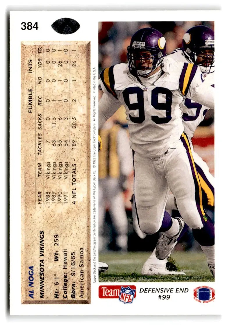 1992 Upper Deck #384 Al Noga - Football Card Single