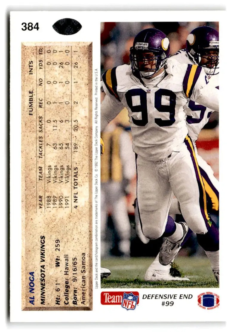1992 Upper Deck #384 Al Noga - Football Card Single