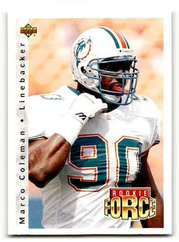 Original gloss 1994 Upper Deck Marco Coleman Rookie Force football card featuring Coleman Miami Dolphins