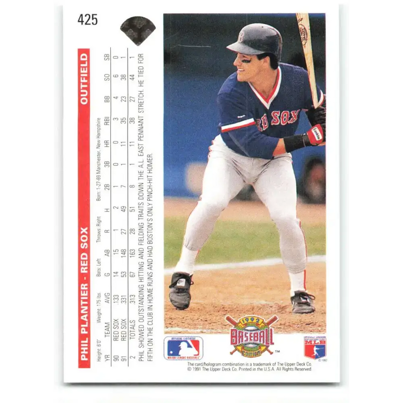 1992 Upper Deck #425 Phil Plantier NM-MT Boston Red Sox Baseball Card - Baseball Card Single