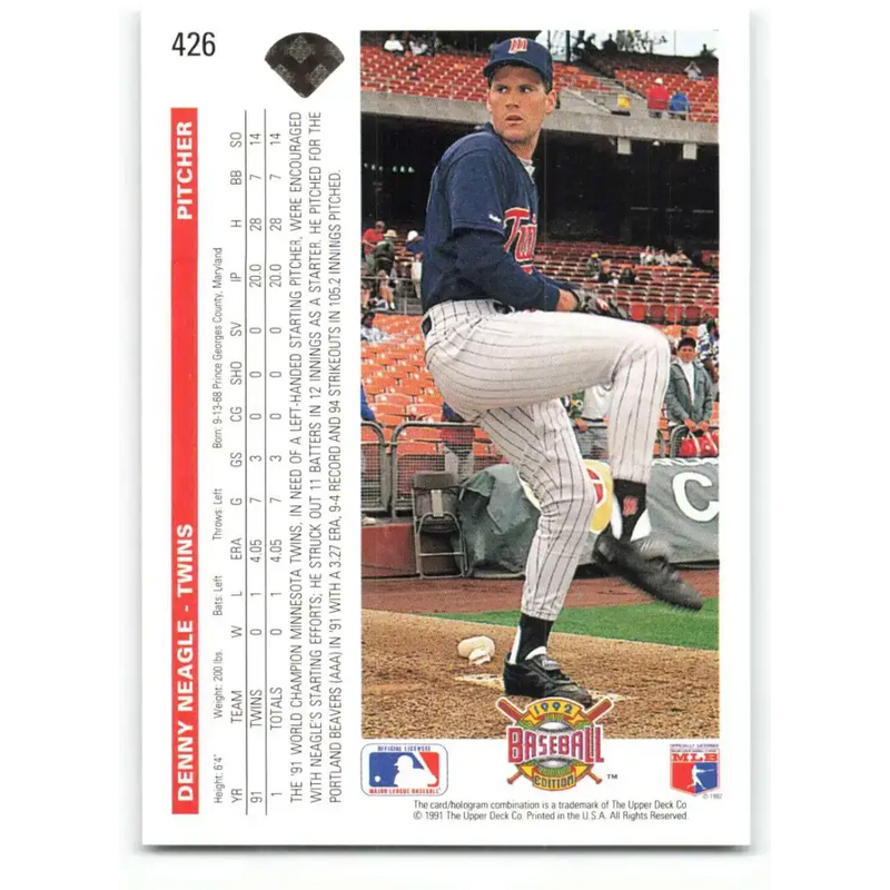 1992 Upper Deck #426 Denny Neagle NM-MT Minnesota Twins Baseball Card - Baseball Card Single