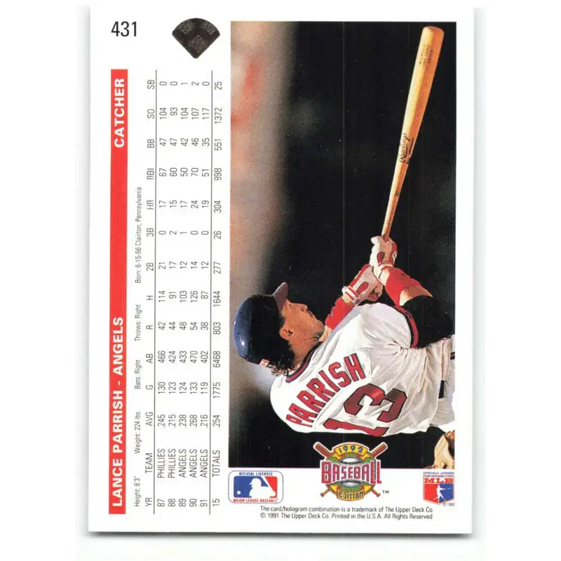 1992 Upper Deck #431 Lance Parrish NM-MT California Angels Baseball Card - Baseball Card Single