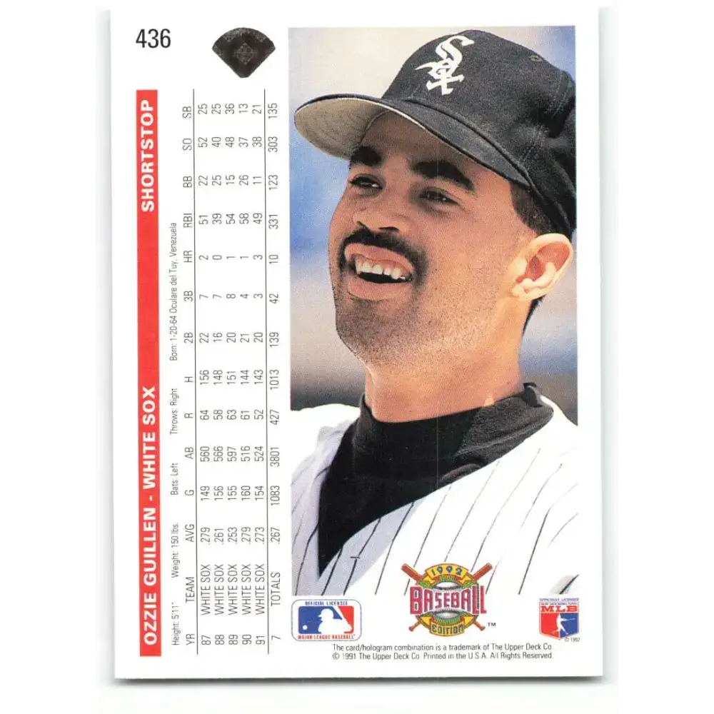 1992 Upper Deck #436 Ozzie Guillen NM-MT Chicago White Sox Baseball Card - Baseball Card Single
