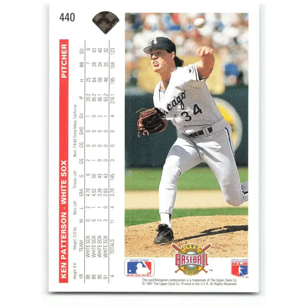1992 Upper Deck #440 Ken Patterson NM-MT Chicago White Sox Baseball Card - Baseball Card Single