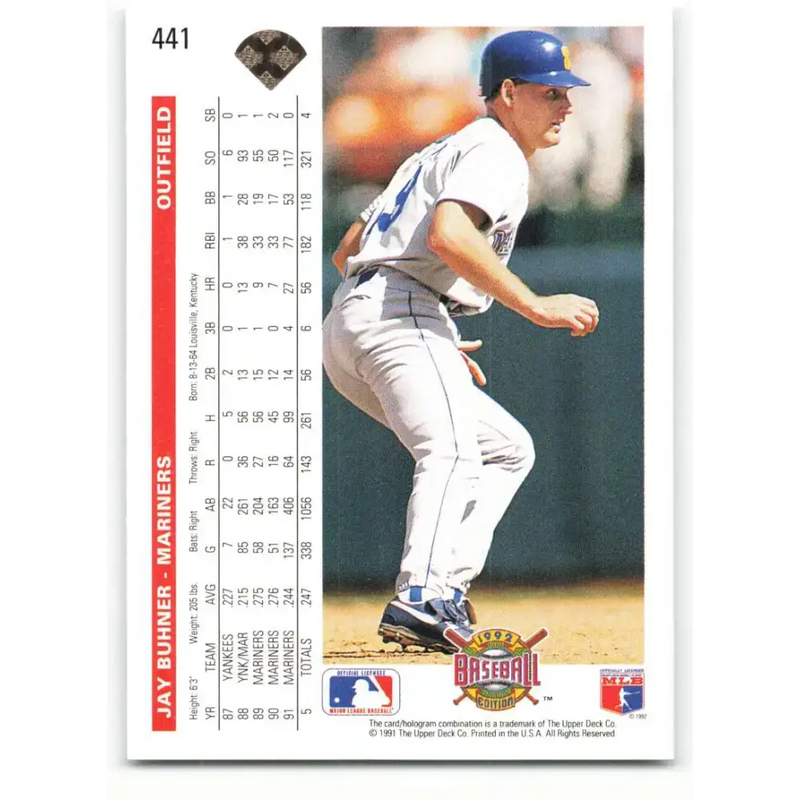 1992 Upper Deck #441 Jay Buhner NM-MT Seattle Mariners Baseball Card - Baseball Card Single