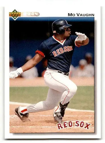 Original gloss Boston Red Sox Mo Vaughn baseball card from 1992 Upper Deck series