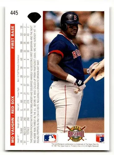 Original gloss 1992 Upper Deck Mo Vaughn Boston Red Sox baseball card image