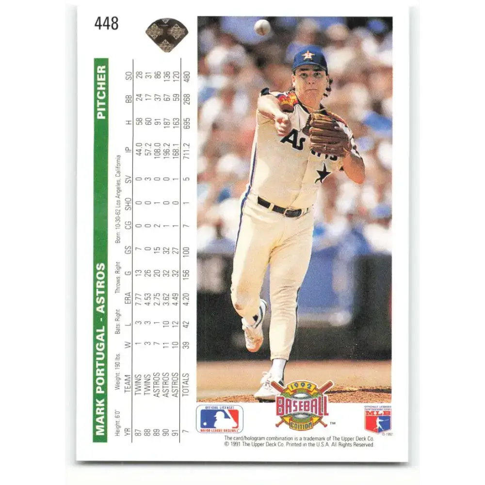 1992 Upper Deck #448 Mark Portugal NM-MT Houston Astros Baseball Card - Baseball Card Single