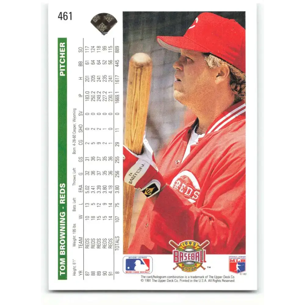 1992 Upper Deck #461 Tom Browning NM-MT Cincinnati Reds Baseball Card - Baseball Card Single