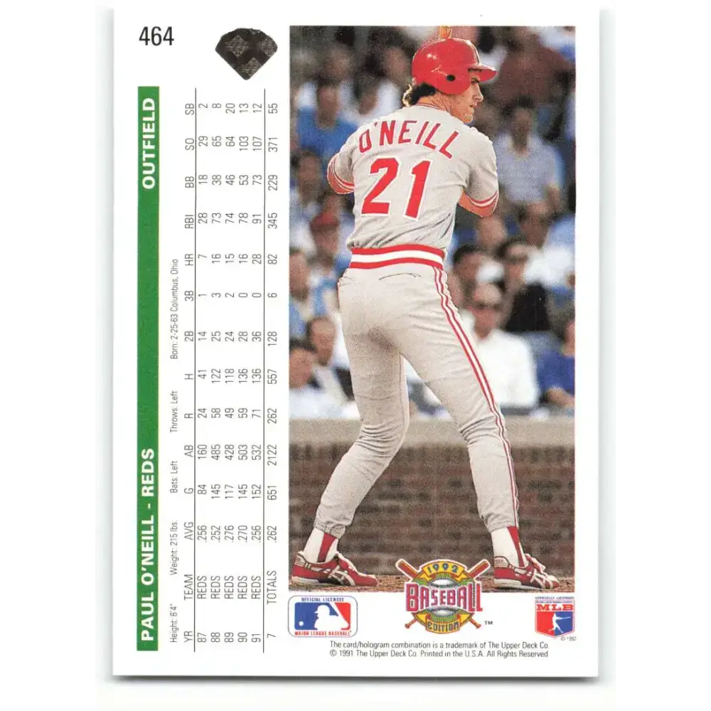 1992 Upper Deck #464 Paul O’Neill NM-MT Cincinnati Reds Baseball Card - Baseball Card Single