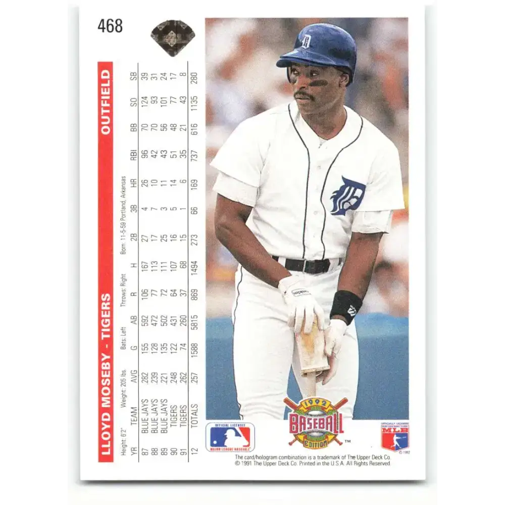 1992 Upper Deck #468 Lloyd Moseby NM-MT Detroit Tigers Baseball Card - Baseball Card Single