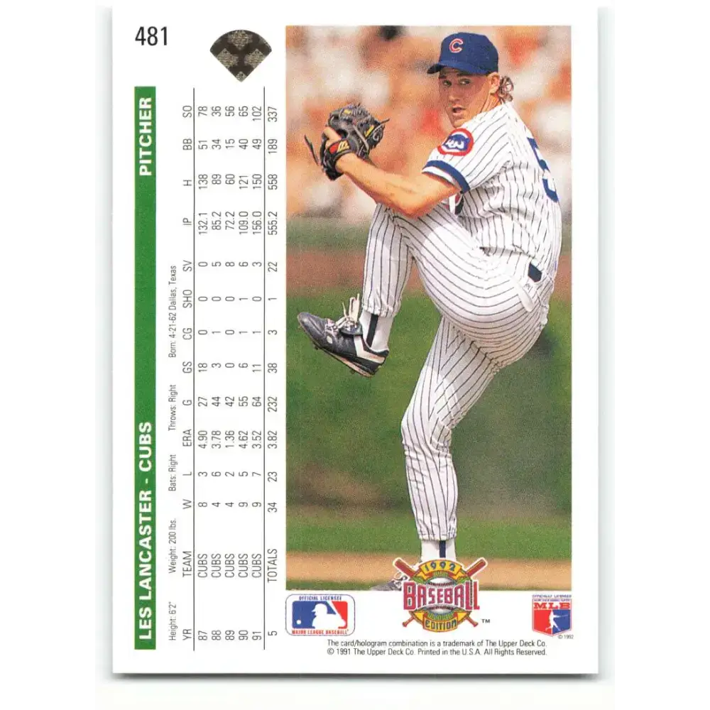 1992 Upper Deck #481 Les Lancaster NM-MT Chicago Cubs Baseball Card - Baseball Card Single