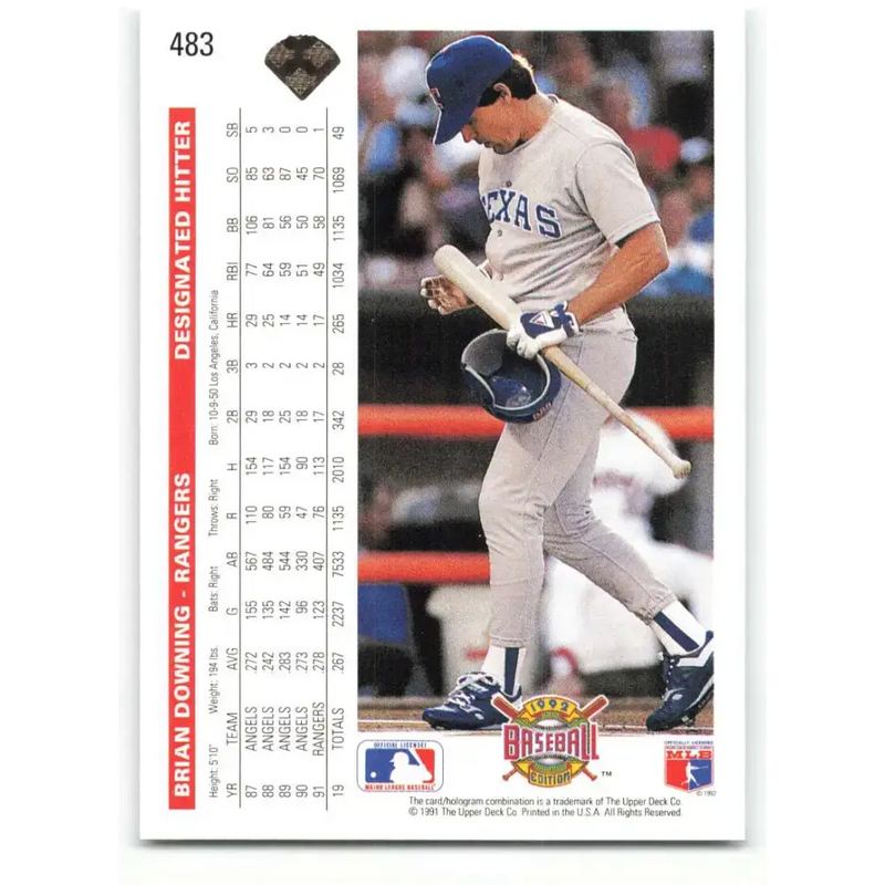 1992 Upper Deck #483 Brian Downing NM-MT Texas Rangers Baseball Card - Baseball Card Single
