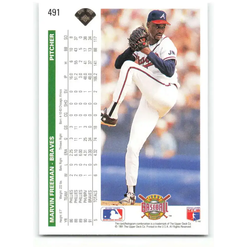 1992 Upper Deck #491 Marvin Freeman NM-MT Atlanta Braves Baseball Card - Baseball Card Single