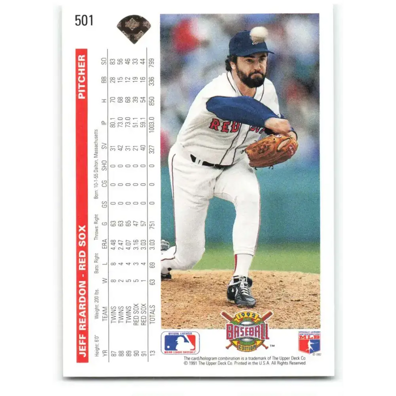 1992 Upper Deck #501 Jeff Reardon NM-MT Boston Red Sox Baseball Card - Baseball Card Single