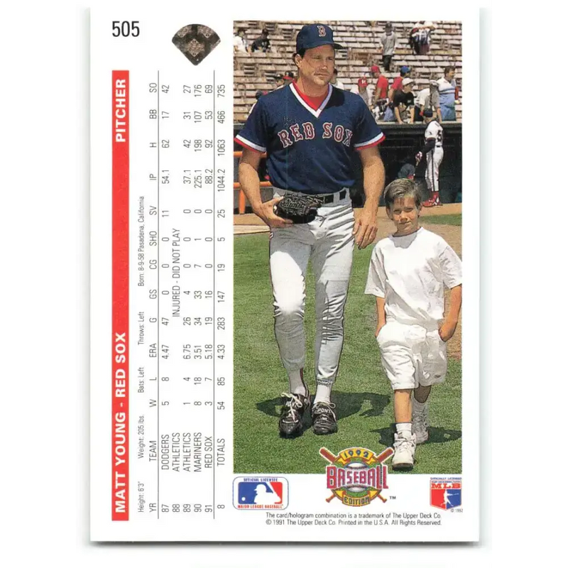 1992 Upper Deck #505 Matt Young NM-MT Boston Red Sox Baseball Card - Baseball Card Single