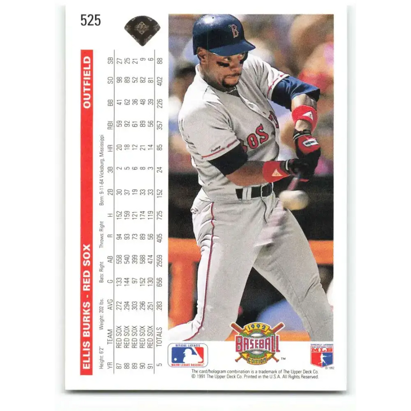 1992 Upper Deck #525 Ellis Burks NM-MT Boston Red Sox Baseball Card - Baseball Card Single