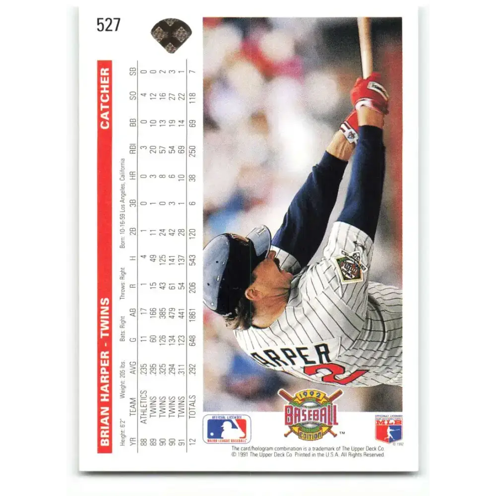 1992 Upper Deck #527 Brian Harper NM-MT Minnesota Twins Baseball Card - Baseball Card Single