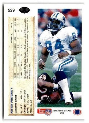 1992 Upper Deck #529 Kelvin Pritchett - Football Card Single