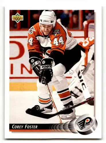 Original gloss 1992 Upper Deck Corey Foster hockey card with ID 46824