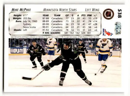 1992 Upper Deck #538 Mike McPhee ID:46812 - Hockey Card Single