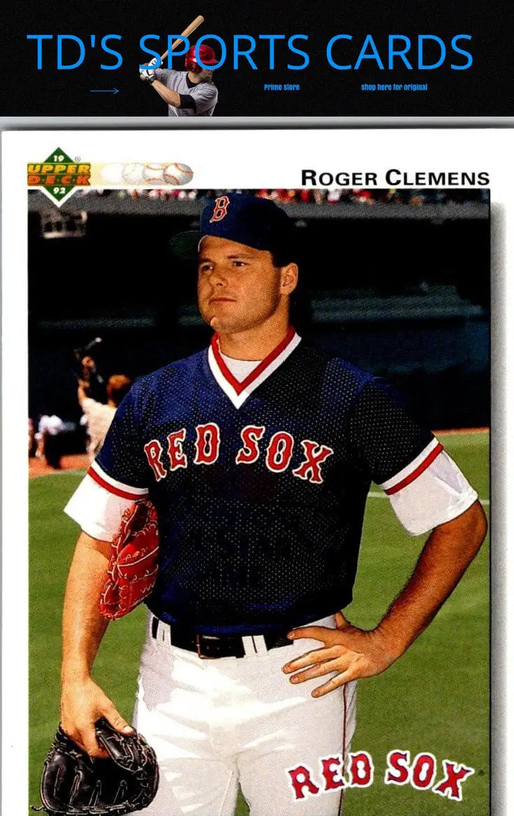 1992 Upper Deck Roger Clemens baseball card for collectors and sports memorabilia enthusiasts