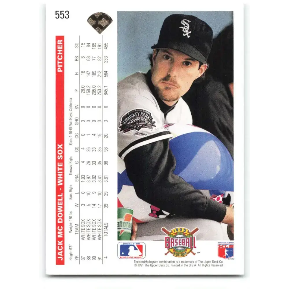 1992 Upper Deck #553 Jack McDowell NM-MT Chicago White Sox Baseball Card - Baseball Card Single