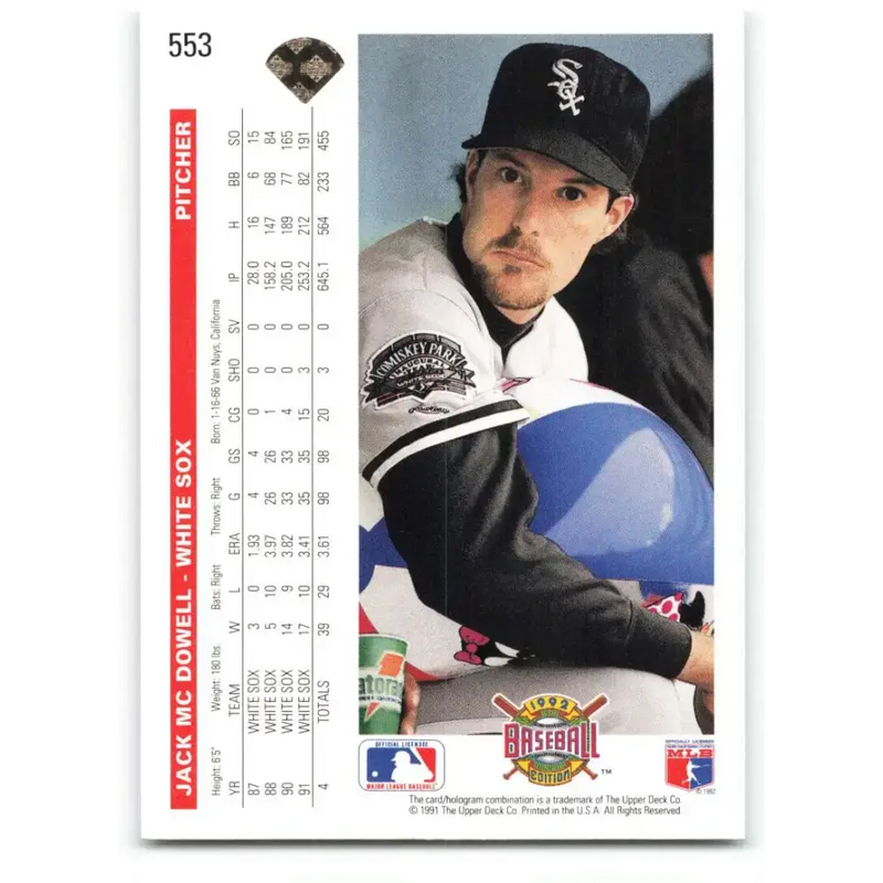 1992 Upper Deck #553 Jack McDowell NM-MT Chicago White Sox Baseball Card - Baseball Card Single