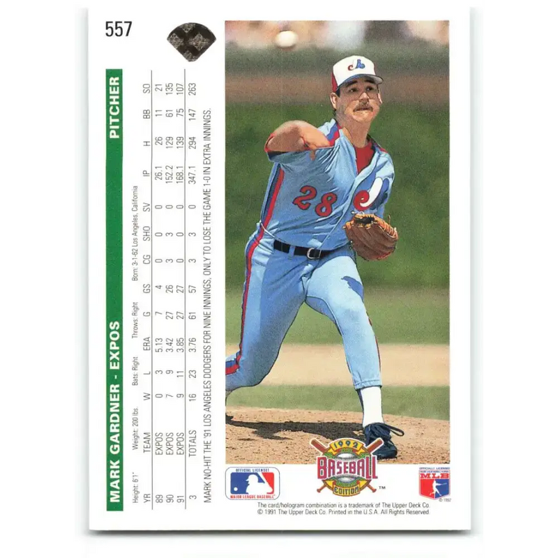 1992 Upper Deck #557 Mark Gardner NM-MT Montreal Expos Baseball Card - Baseball Card Single